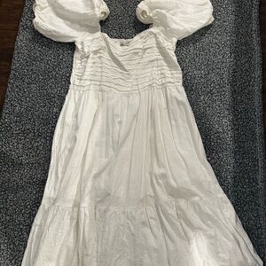Abercrombie & Fitch Cream Smocked Maxi Dress